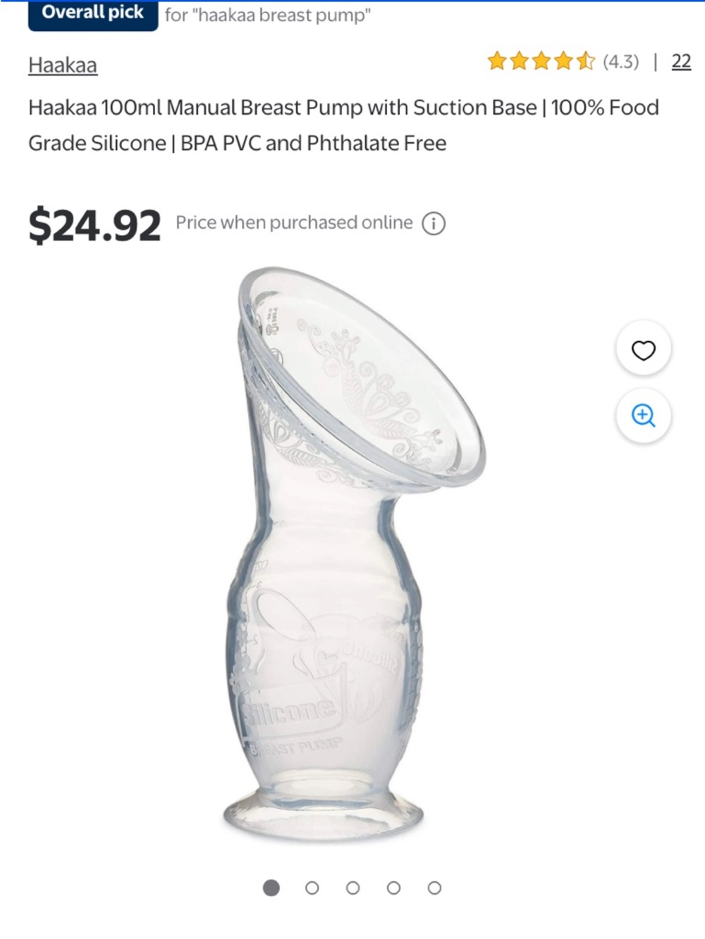 Haakaa 100ml Manual Silicone Breast Pump - Clear